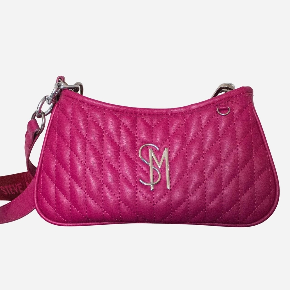 Steve Madden Quilted Furchia Hot Pink Faux Leather Crossbody Handbag NWOT